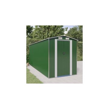 Magazie metalica de gradina, verde, 192x523x223 cm, otel zincat