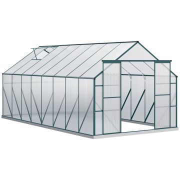 Outsunny Seră din Aluminiu, Seră de Grădină din Policarbonat pentru Plante, Legume, Fructe, 244x500x216 cm, Transparentă | Aosom Romania