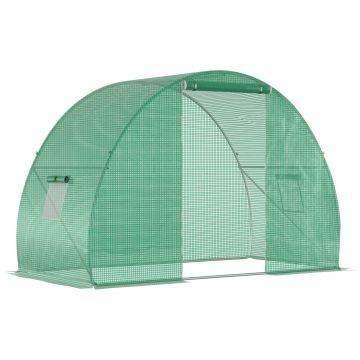Outsunny Seră Tunel pentru Cultivarea Legumelor și Fructelor, cu Ușă și Ferestre, Copertină PE, Structură Oțel, 150x300x200 cm, Verde | Aosom Romania Outsunny Seră Tunel pentru Cultivarea Legumelor și Fructelor, cu Ușă și Ferestre, Copertină PE, Structură Oțel, 150x300x200 cm, Verde | Aosom Romania
