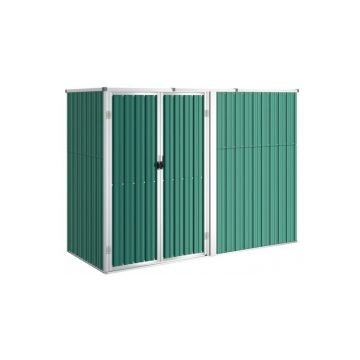 Sopron de gradina, verde, 225x89x161 cm, otel galvanizat