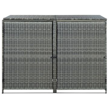 Magazie dublă pentru pubele, antracit, 148x77x111 cm, poliratan