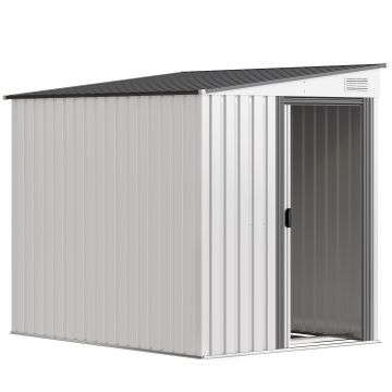 Outsunny magazie grădină căsuță de unelte pentru grădină 154x206.5x160/181 cm alb | Aosom Romania