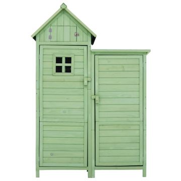 Dulap de grădină cu 2 rafturi, magazie de unelte cu spațiu de depozitare mare, 118 x 54 x 173 cm, Verde
