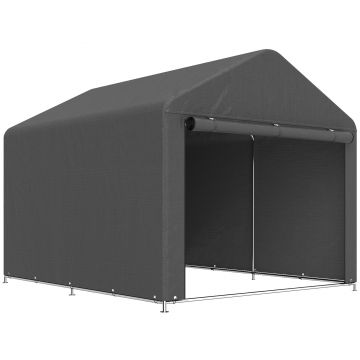 Outsunny Adăpost de grădină cort de depozitare impermeabil adăpost pentru motocicletă ușă rulou cu fermoar, 200 x 238 x 183 cm, gri închis | Aosom Romania