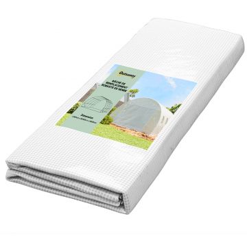 Outsunny Folie de schimb seră tunnel 12 m² 4 x 3 x 2 m PE anti-UV impermeabilă 8 ferestre + ușă înfășurabilă cu fermoar alb | Aosom Romania