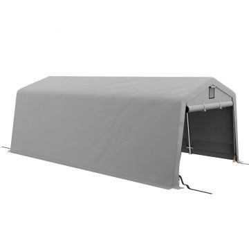 Outsunny Garaj Portabil, Carport Rezistent, Cort tip Garaj cu Copertină și 2 Ferestre de Ventilație și Ușă, 6.2x3.3x2.4 m, Gri | Aosom Romania Outsunny Garaj Portabil, Carport Rezistent, Cort tip Garaj cu Copertină și 2 Ferestre de Ventilație și Ușă, 6.2x3.3x2.4 m, Gri | Aosom Romania
