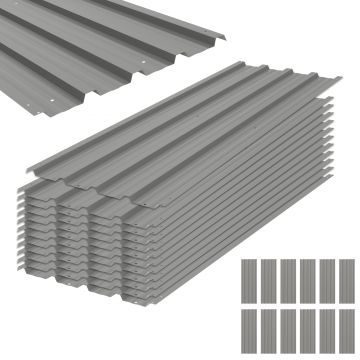 Outsunny Lot de 12 panouri din oțel galvanizat Rezistente la Intemperii, gri deschis, dim. unui panou 129L x 45l cm | Aosom Romania