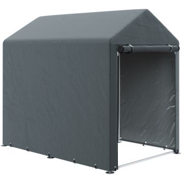 Outsunny Magazie pentru Scule cu Protecție UV și Intrare cu Fermoar, Cort de Garaj, 120x179x165 cm, Gri Închis | Aosom Romania Outsunny Magazie pentru Scule cu Protecție UV și Intrare cu Fermoar, Cort de Garaj, 120x179x165 cm, Gri Închis | Aosom Romania