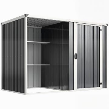 Outsunny Șopron de Grădină din Oțel Galvanizat, Ușă Blocabilă, 231 x 125 x 162 cm, Gri Închis | Aosom Romania