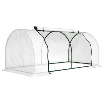 Outsunny Seră de Grădină cu Ferestre Rulabile, Husă Plastic Anti-UV, 200 x 100 x 80 cm, Alb | Aosom Romania