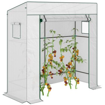 Outsunny Seră de grădină murală adăpostită cu 1 ușă înrolabilă, bârnă PE renforțată, 2 ferestre, dim. 196L x 77l x 197/178H cm | Aosom Romania